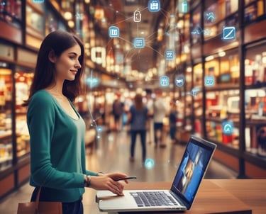 Elegant boutique interior with soft lighting and luxurious displays.