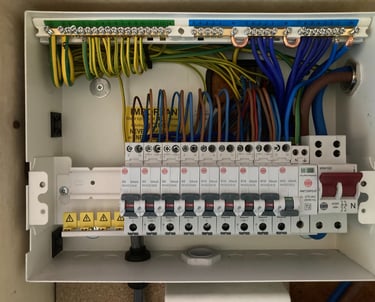 Modern RCBO consumer unit after consumer unit replacement in Norwich