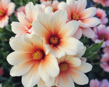 Macro shot of forest green leaves intertwined with sprigs of white wildflowers.