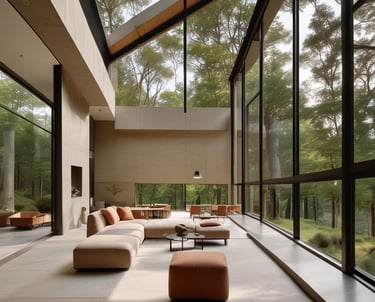 A modern sustainable house nestled in a lush Colombian mountain landscape.