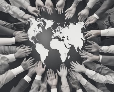 A dynamic team collaborating over advanced AI sensory technology in a modern office.