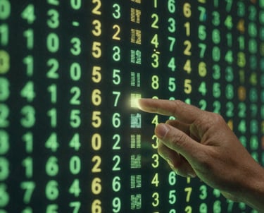 Digital marketing analytics dashboard on a computer monitor showing financial growth charts and data metrics.