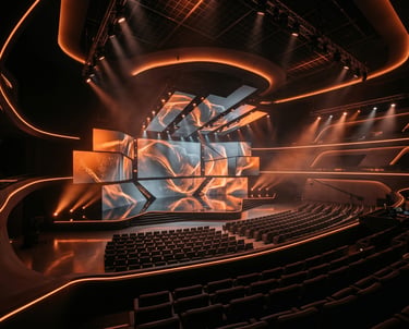 Luxury conference and event production with cinematic staging and lighting