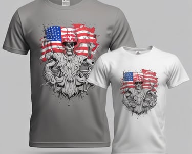 A vibrant display of custom t-shirts hanging on a rustic wooden rack, showcasing various colors and designs.