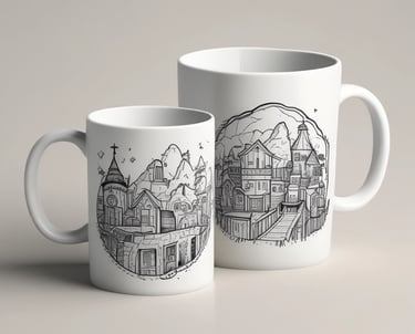 A cozy scene featuring a custom mug filled with steaming coffee, resting on a wooden table beside a laptop.