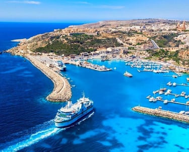 Arriving on island of Gozo