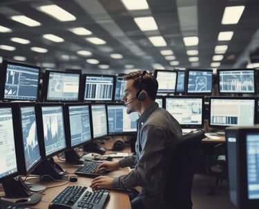 A diverse team of consultants collaborating over laptops in a modern office space filled with natural light.