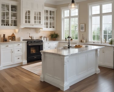 A bright, freshly cleaned living room with sunlight streaming through large windows.