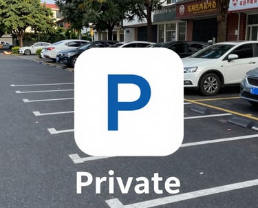Private parking area with well-marked spaces beside the apartment building.