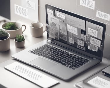 Close-up of hands writing engaging copy on a notebook.