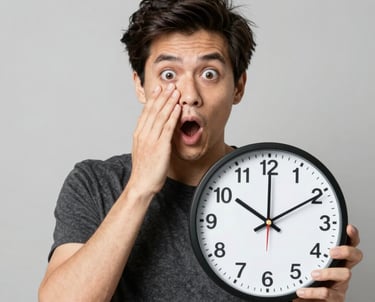 Blue-themed illustration of a clock and money symbolizing fast loan approval.