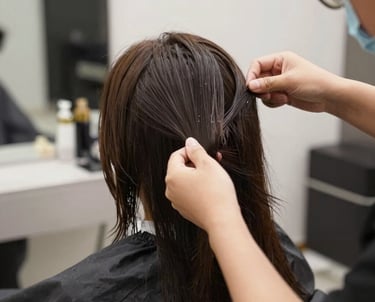 A serene beauty salon interior with soft lighting and elegant decor.