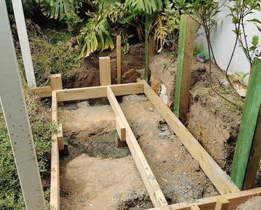 Outdoor bath progress CHR Builders