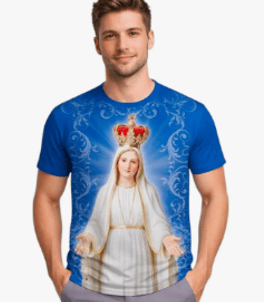 Camiseta masculina estampa Nossa Senhora de Fátima