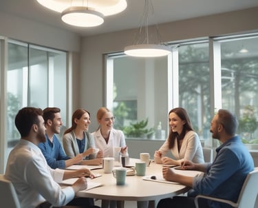 Coach guiding a dentist through personal development exercises.