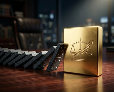 Proactive corporate risk mitigation stopping dominoes at Harsh Malik Law Offices.