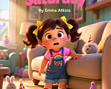 Screen-Free Saturday book cover featuring a young girl surrounded by fuzzy toy creatures.