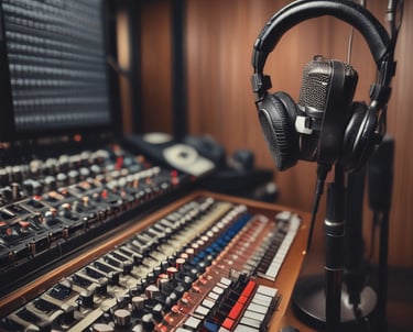 Young artist performing on stage with bright lights.