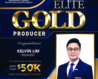 Huttons Elite Gold Producer award for Kelvin Lim in November 2024 for real estate sales.
