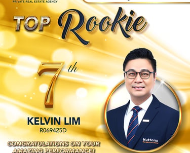 Kelvin Lim recognized as 7th Top Rookie for Huttons Real Estate in Fourth Quarter 2024 award.
