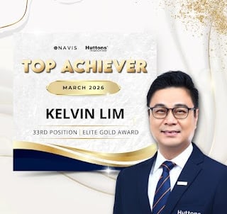 Huttons real estate agent Kelvin Lim celebrates Top Achiever and Elite Gold Award for March 2026.