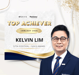 Huttons Top Achiever Gold Award certificate for Kelvin Lim in January 2026.