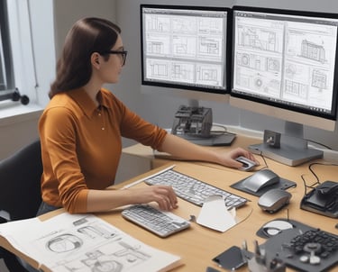 A team brainstorming with colorful sketches and mood boards spread across a table.