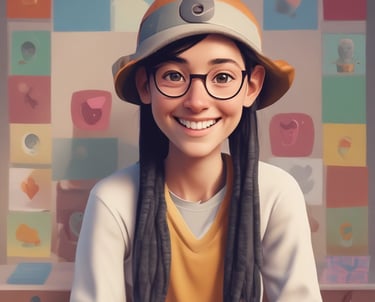 A digital avatar smiling warmly, representing a business persona created with HeyGen.