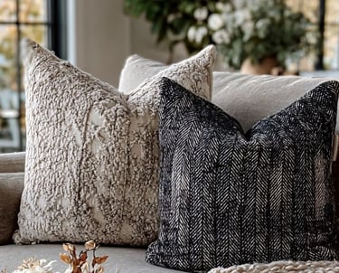 Cozy Boho Living Room with Textured Throw Pillows