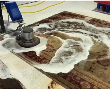 Professional hand washing and deep rug cleaning service for carpets and area rugs
