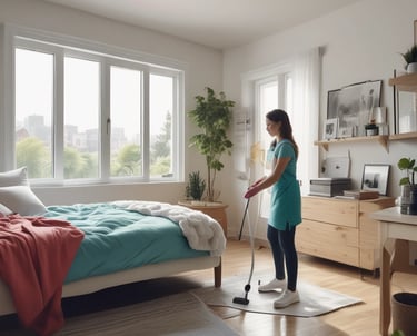 Professional cleaner using a high-pressure washer on a building exterior in Dozulé.