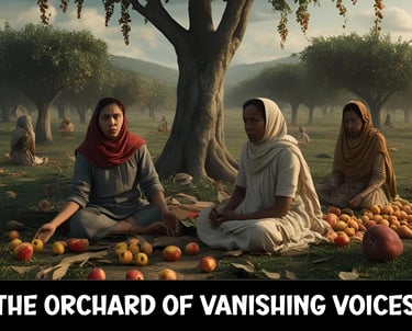 a group of people sitting on a blanket in a field