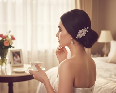 bridal hair comb. Deco hair comb with a bride wearing a crystal bridal hair comb