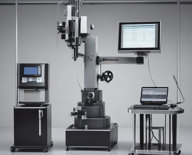 Technician calibrating a precision measurement device in a controlled environment.