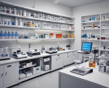 Close-up of advanced laboratory instruments with clean, modern design.