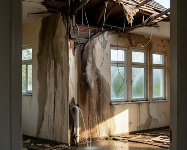 fire and water damaged interior Irving TX - Irvin Restoration emergency damage repair DFW