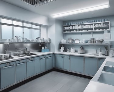 A friendly technician inspecting a restaurant kitchen for pests in Marrakech.