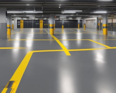 Technician applying anti-slip coating on a commercial car park surface.