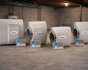 a group of four different types of air conditioners