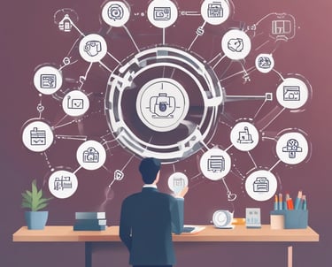 Overlapping flying cards gracefully floating over a soft pink sakura tree backdrop.