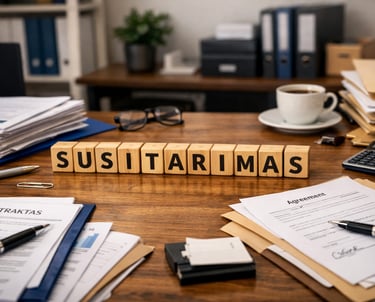 ginčas išsprestas taikiai. pasiektas susitarimas turtiniam ginče