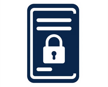 Iconography representing high-end technical support: a stylized server with a secure lock, rendered in dark blue (#4A5568) and white (#F8F9FA).