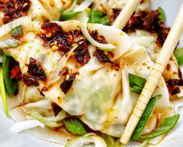 Longka Kando Chili Oils on Dumplings or Momos