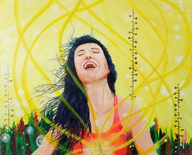 woman smiling with joy