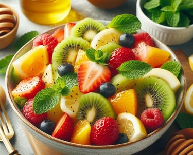 Salada de Frutas com Hortelã e Limão da VidaFit&Receitas  Deleite seus sentidos com a frescura e o s