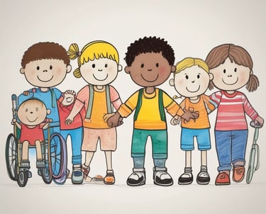 A group of people is gathered holding various signs and posters advocating for disability rights and empowerment. The signs carry messages promoting inclusivity, equal opportunities, and changing perceptions about disabilities. The crowd consists of diverse individuals, including children and adults.