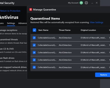 Bitdefender World of Warcraft malware, WoW Bitdefender false positive, Wow.exe malware detected, Battle.net Bitdefender