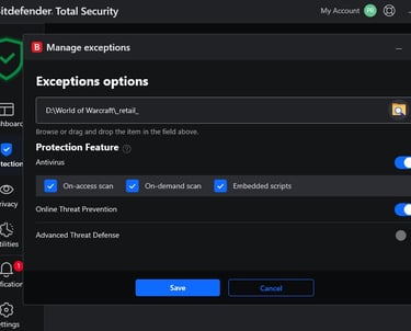 Bitdefender World of Warcraft malware, WoW Bitdefender false positive, Wow.exe malware detected, Battle.net Bitdefender