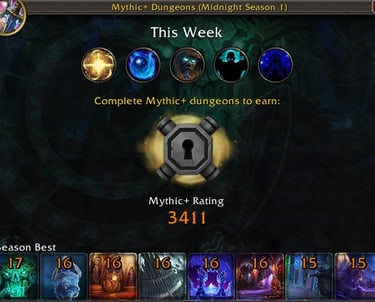 Mythic + rating, wow mythic rating, wow, Midnight, wow guides, world of warcraft, horde, alliance