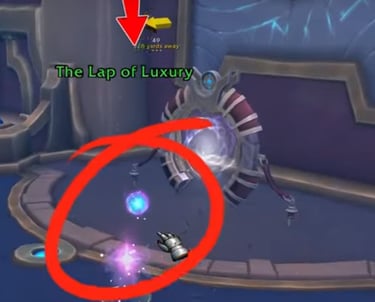 a video game showing a large, circular object in the middle of a room